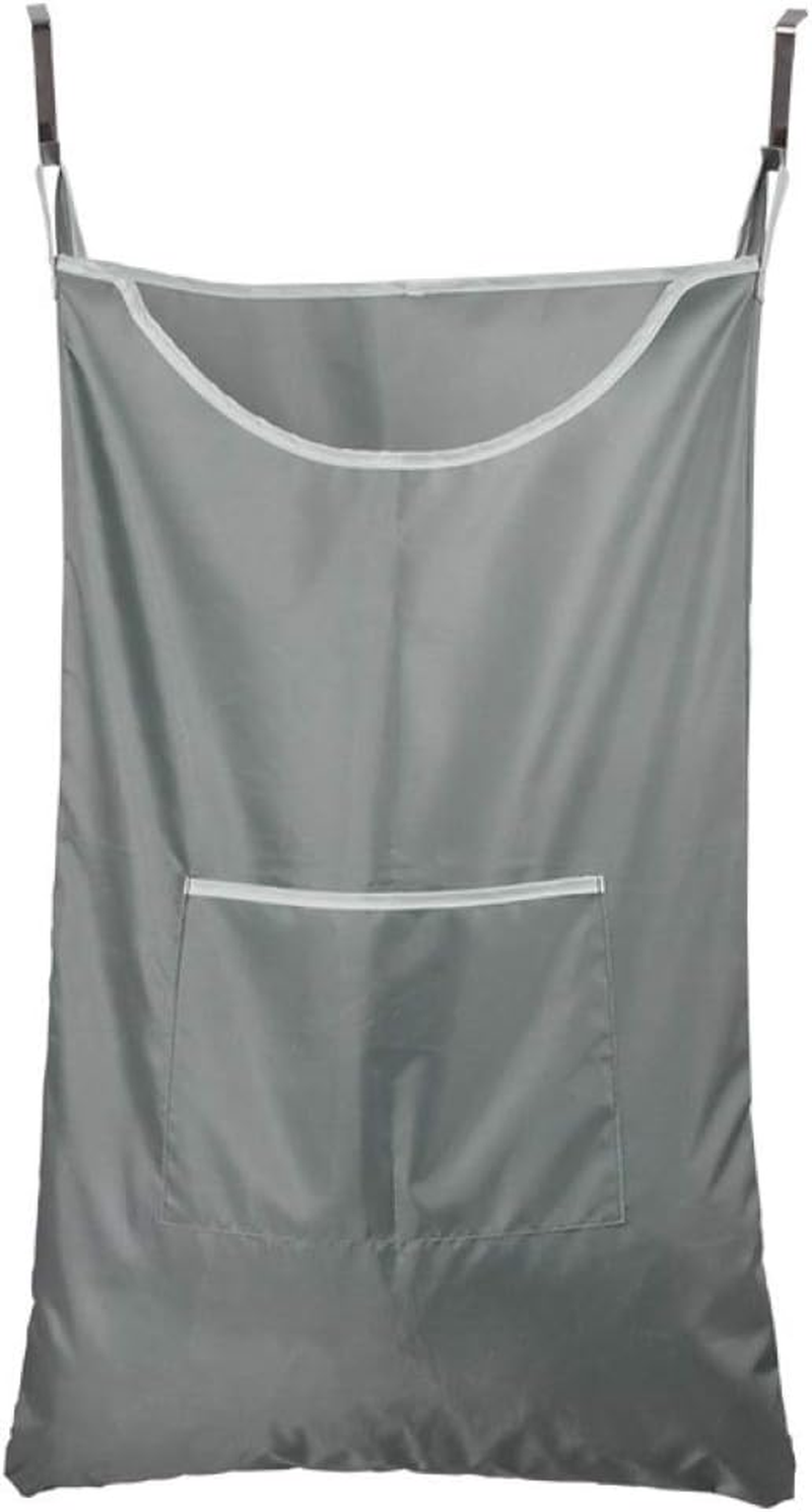 Space Saving Laundry Organizer -AUMA over the Door Hanging Laundry Hamper with 2 Stainless Steel Hooks, Oxford Fabric Large Size,Tested to Be Strong and Durable, Grey