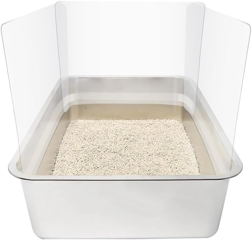 3 X Cat Litter Tray, Pee Shields, Splash Guard, High Side, Open Top, Cat Litter Tray, Easy to Clean, White (Cat Litter Tray Not Included) image number 4