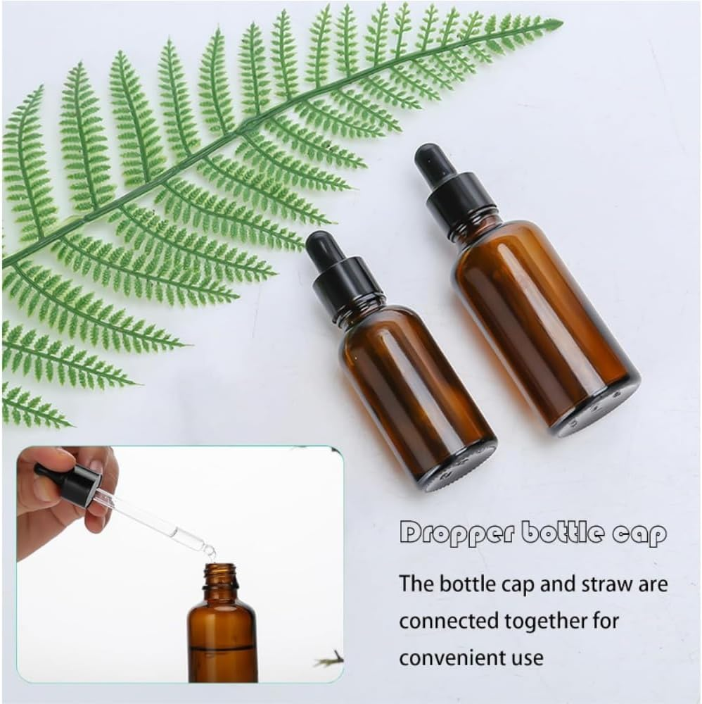 Goxfaca Pack of 6 Amber Glass Bottles Reagent Eye Dropper Drop with Droppers for Essential Oil Aromatherapy Use 10Ml