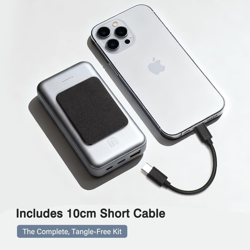 Magpatch Magnetic Adapter for Power Bank, 3 Perfect Fit Sizes for Magsafe Mobile Phones, 3 Mm Flat with N52 Magnet, Includes 10 Cm 60 W Type-C Cable (Black, Standard)