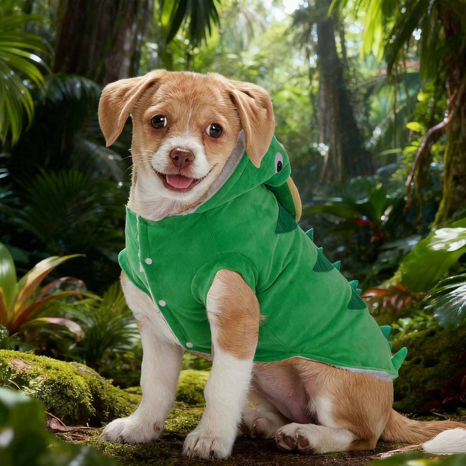 Muyaopet Chameleon Dog Costume for Halloween,Winter Fleece Pet Cat Coat Jacket for Small Medium Large Dog,Pet Funny Clothes Hoodie Labrador Bulldog Chihuahua(Green, XXL) image number 1