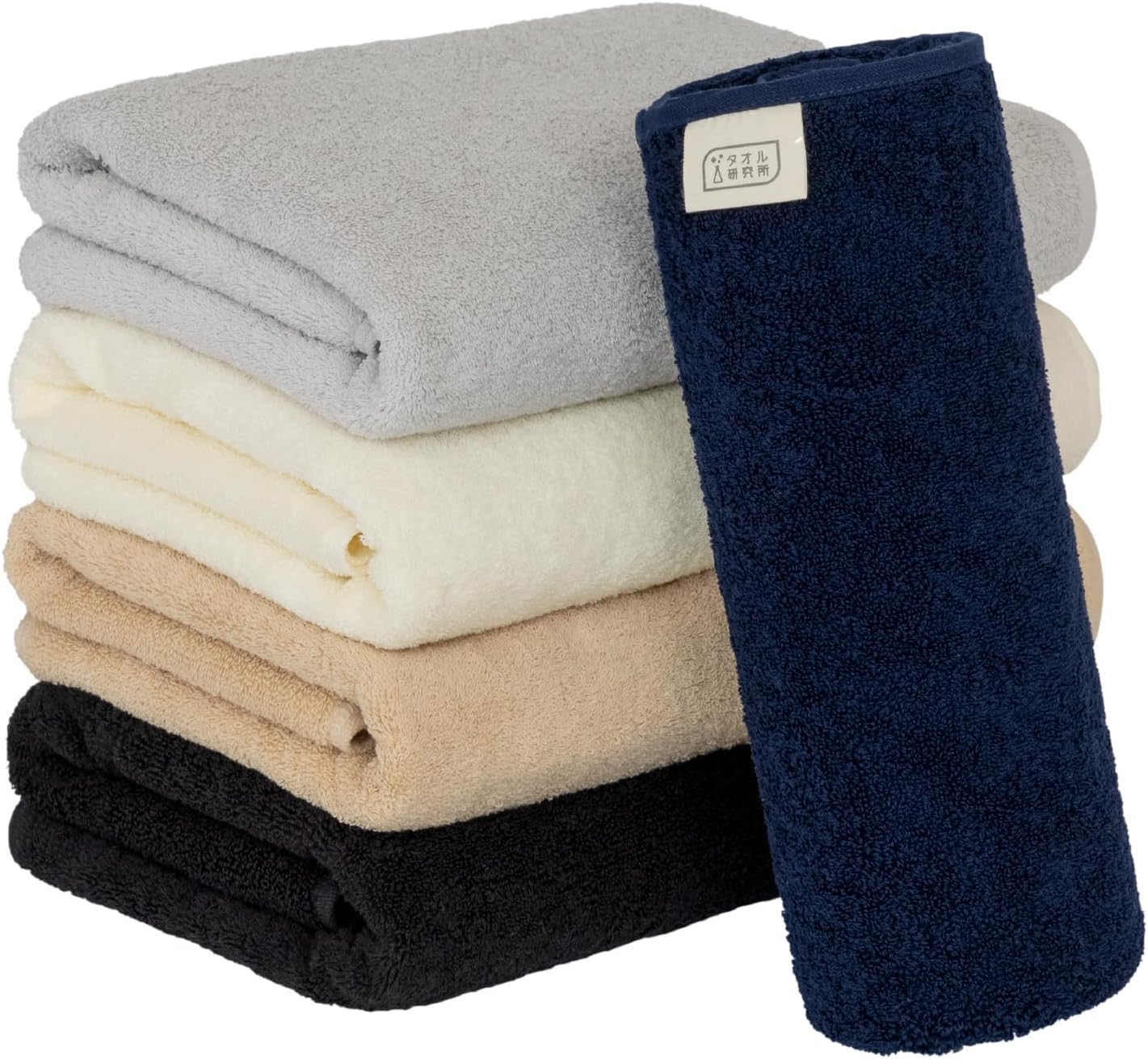 Towel Laboratory, Everyday Simple, #001, Bath Towels, Set of 4, Fast Absorbent, Quick Drying, 100% Cotton, Durable, Less Pilling (Family Pack/Different Colors for Families) Japan Technology