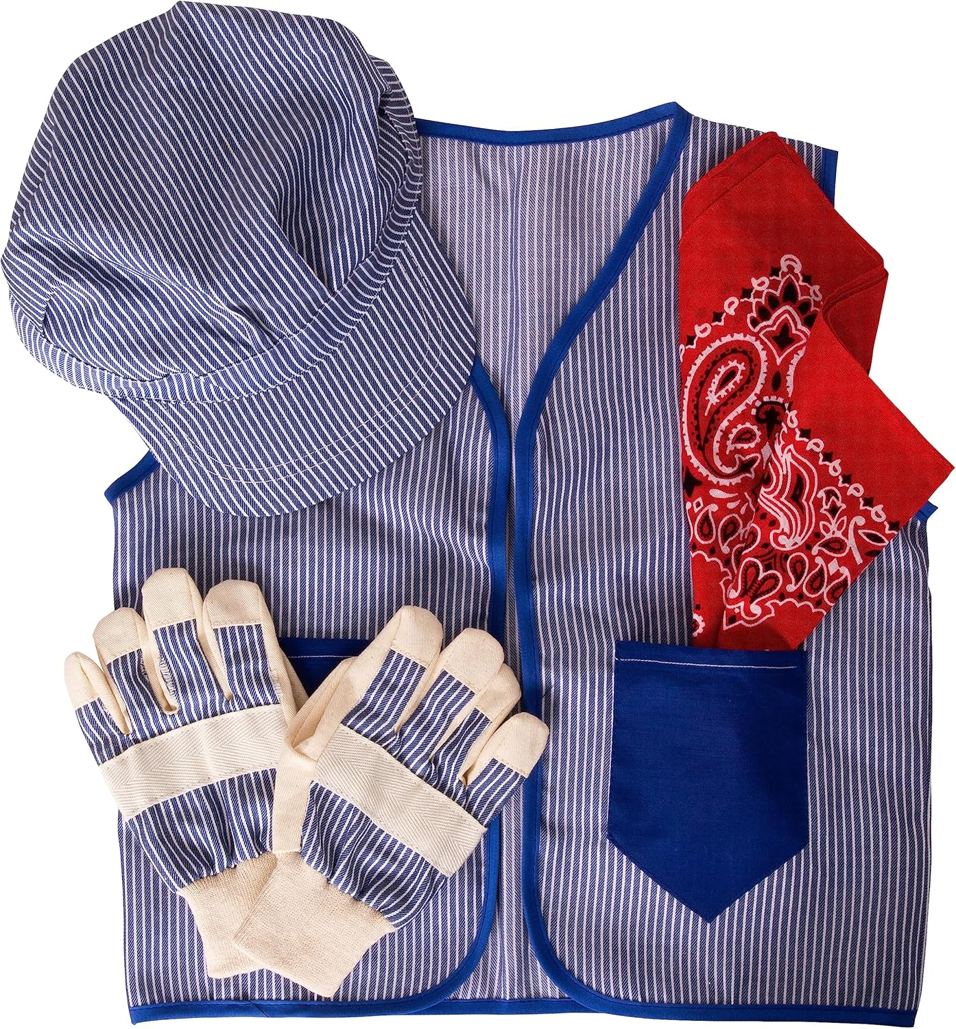 Tigerdoe Kids Train Engineer Costume Set - 3 PC Set -Train Conductor Hat, Conductor Vest, Red Bandana and Gloves -Childs Train Conductor Dress up Kit image number 1