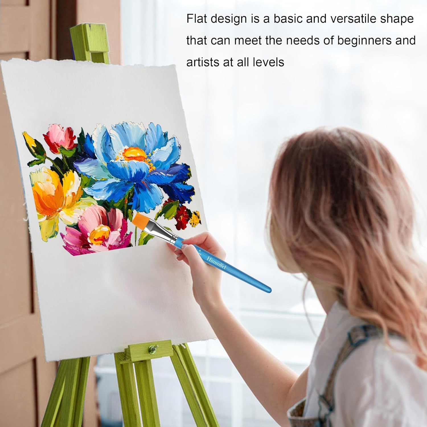 Himmlfel Flat Paint Brush Set, 3 Pcs 1 Inch Acrylic Painting Brushes for Acrylic, Watercolor,Gouache,Oil,Face Painting, Professional Large Pantingbrushes for Artists and Beginners image number 6