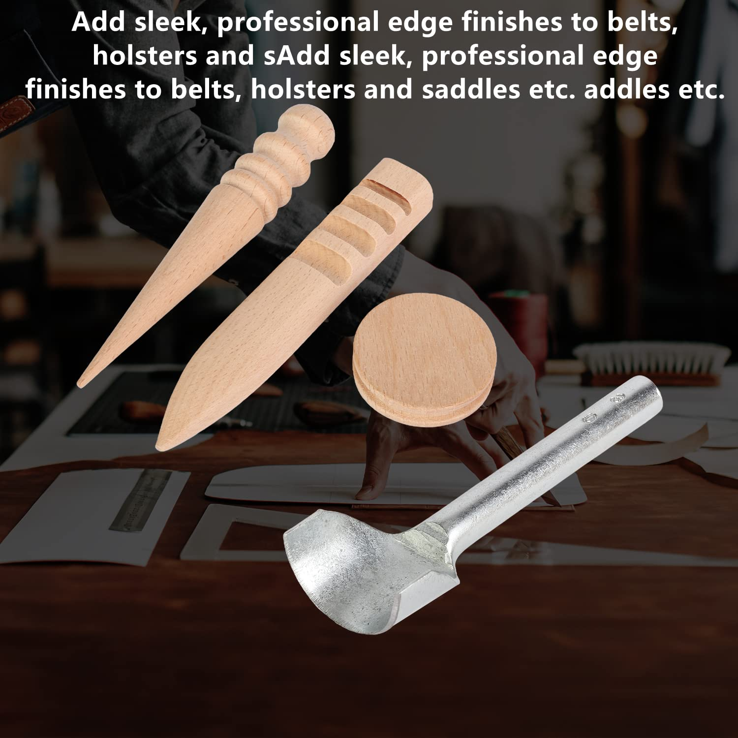 Mosegor 9 PCS Half-Round Cutter Punch with 3 PCS Wood Slicker Burnishes Leather Craft Tools Leather Hole Punch for Crafting Strap Belt Wallet and Bag image number 5