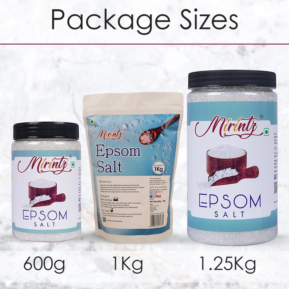 Mirintz Pure Epsom Salt |(1 Kg) Magnesium Sulfate Epsom Salt Bath Soak | Natural Epsom Bath Salts for Women Relaxing | Epsom Salts for Soaking Foot Care, Salt Scrub, Bath Products & Spa Stuff image number 4