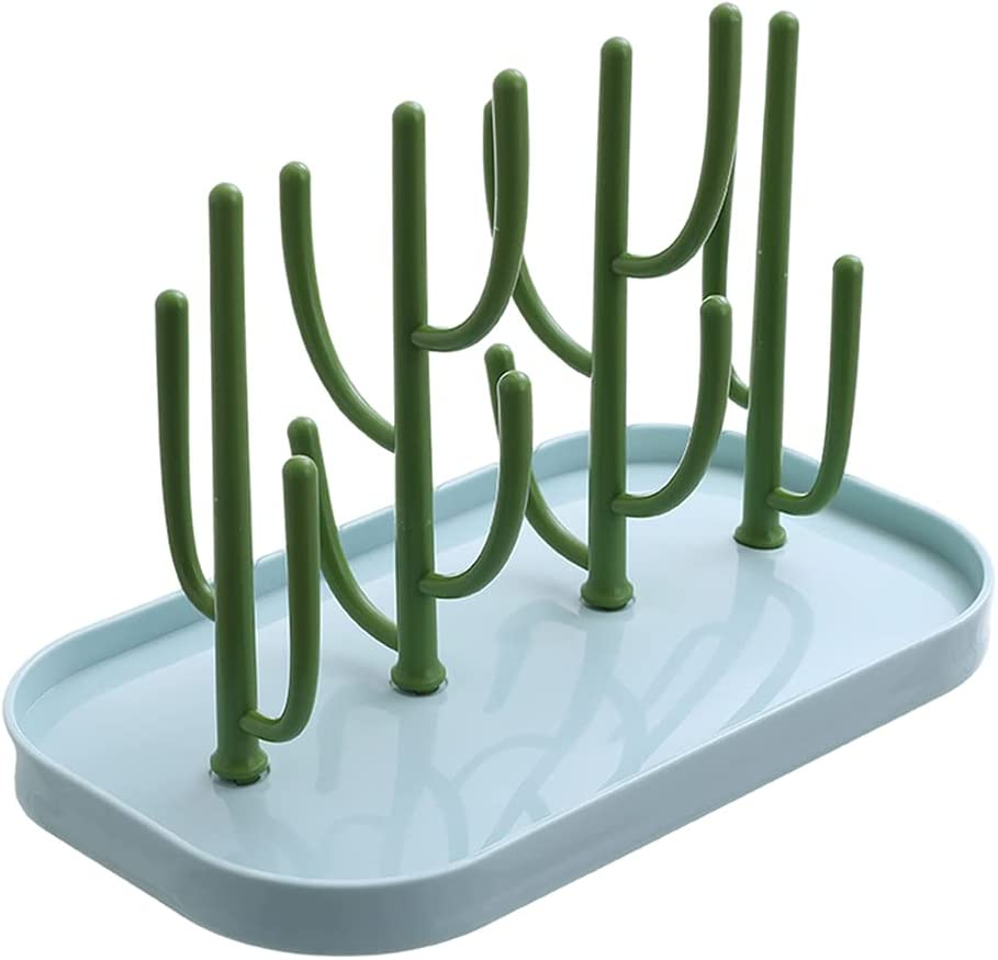 Perfeclan Water Bottle Drying Rack Holder with Tray Cactus Multifunctional, Blue image number 2