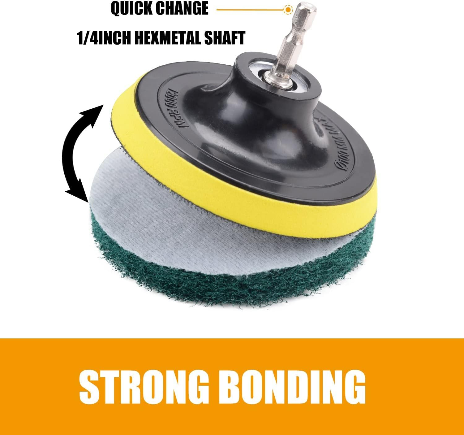 Masterspec 15PCS Drill Brush Kit Car Cleaning Attachment Set Sponge Scrubber Scrub Brush Kits with Extend Holder image number 6