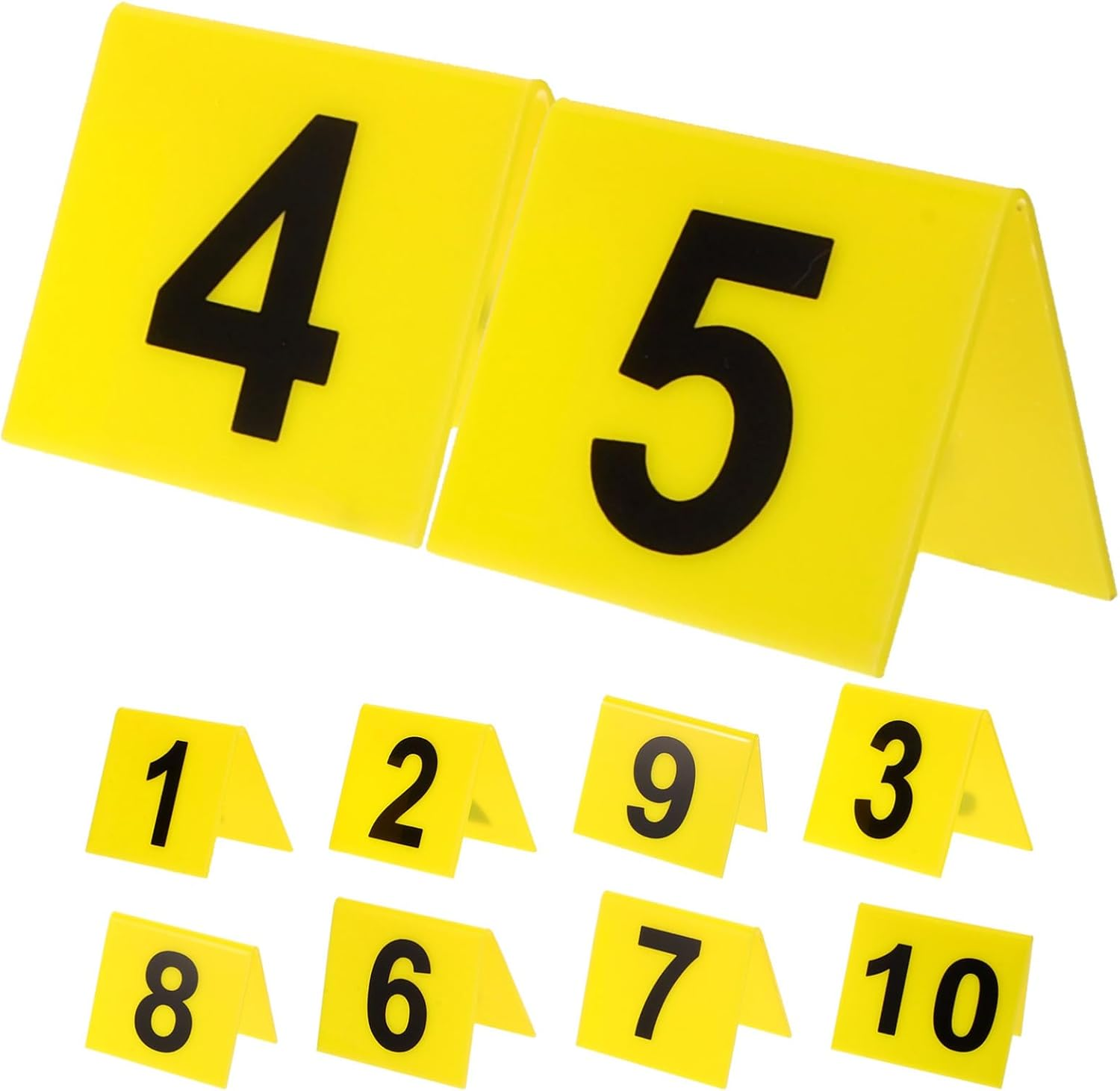 Angoily 10Pcs Acrylic Evidence Markers, Double-Sided Number Markers, Yellow Table Numbers for Restaurants, Crime Scene Decorations, 2.48 X 2.16 Inch image number 5