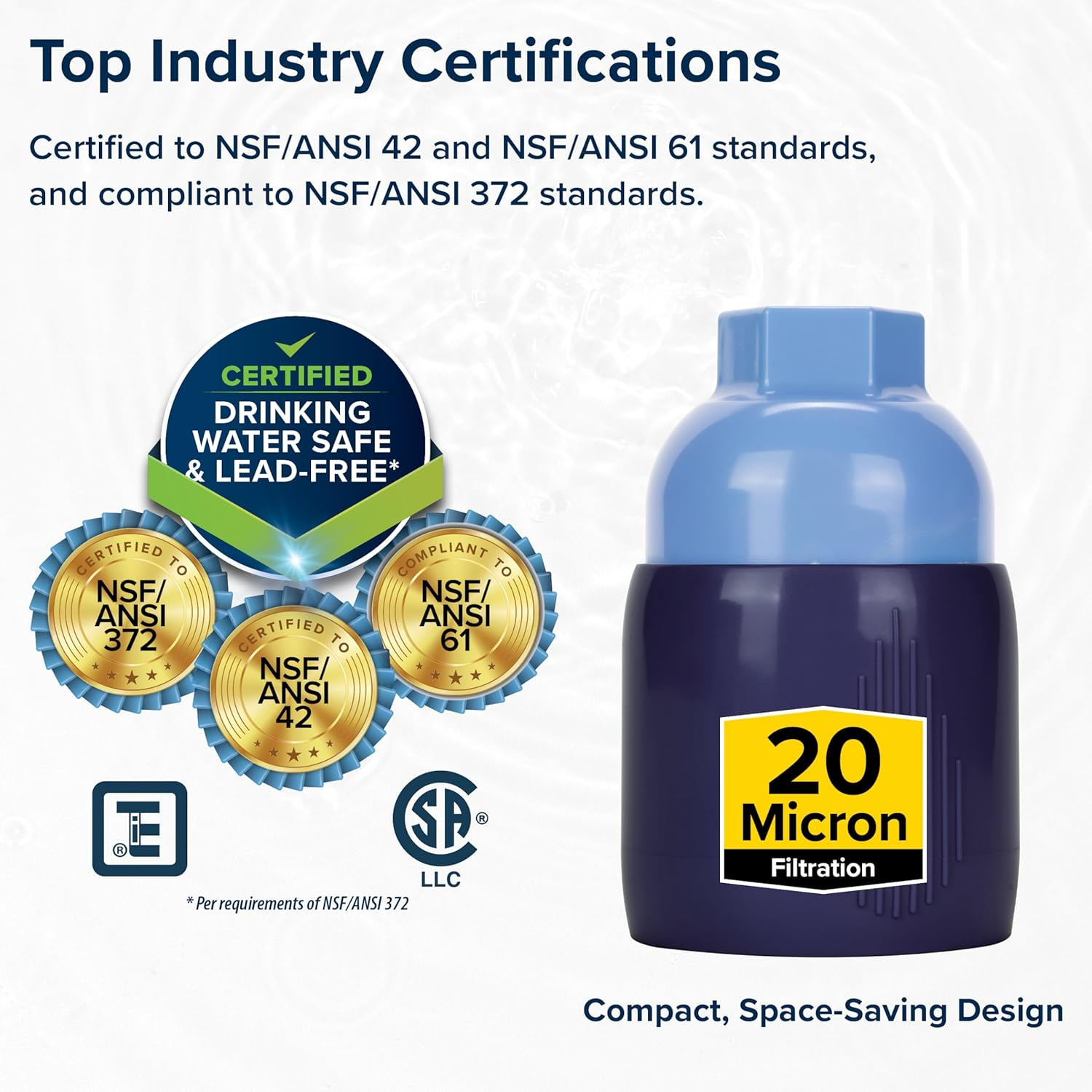 Camco Tastepure RV Sediment Pre-Filter Water Filter | Features a 20-Micron Filtration System, Provides the First Stage of Water Filtration, and Extends the Life of RV Water Filters (40048) image number 1