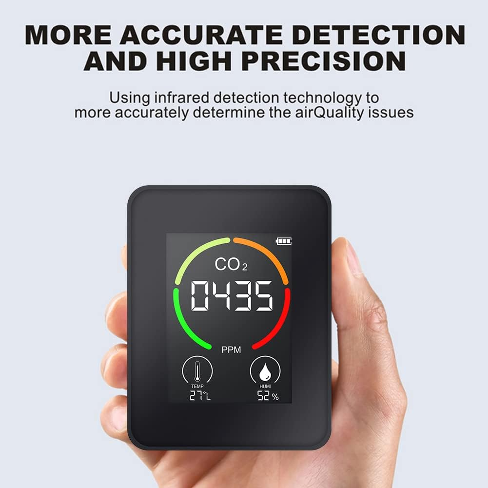 Multifunctional 3In1 CO2 Temperature Humidity Monitoring Device Home Digital Household Air Quality Detector Household Air Pollution Monitor LCD Display with Backlit BBZY image number 3