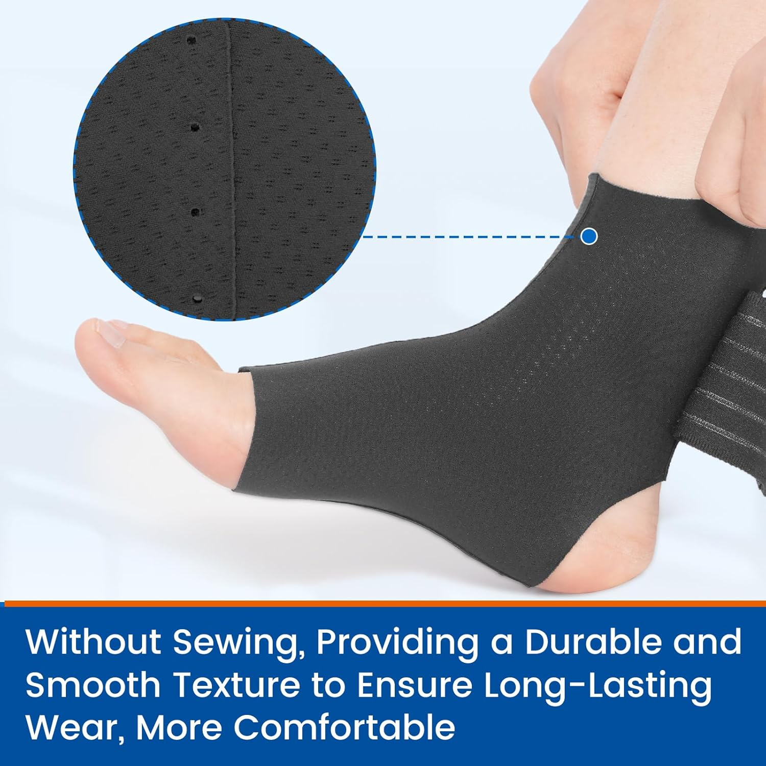 Willcom Elastic Ankle Support Brace - Lightweight Compression Sleeve with Adjustable Strap for Plantar Fasciitis, Achilles Tendonitis, Sprained, Sports Bandage Sock for Men & Women (Reg)