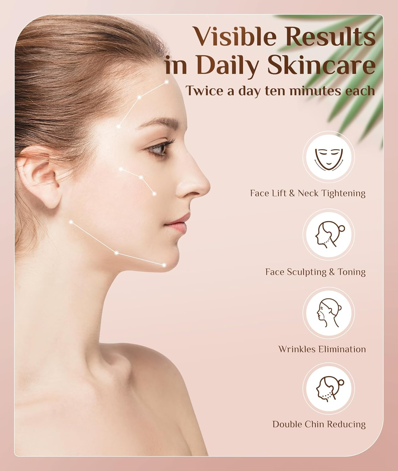 Dopsikn 7 Color Galvanic Machines - Red Light Therapy for Face and Neck, Face Massager Tool for Wrinkles, Double Chin, Vibrating Facial Massager with Thermals, White - White image number 5