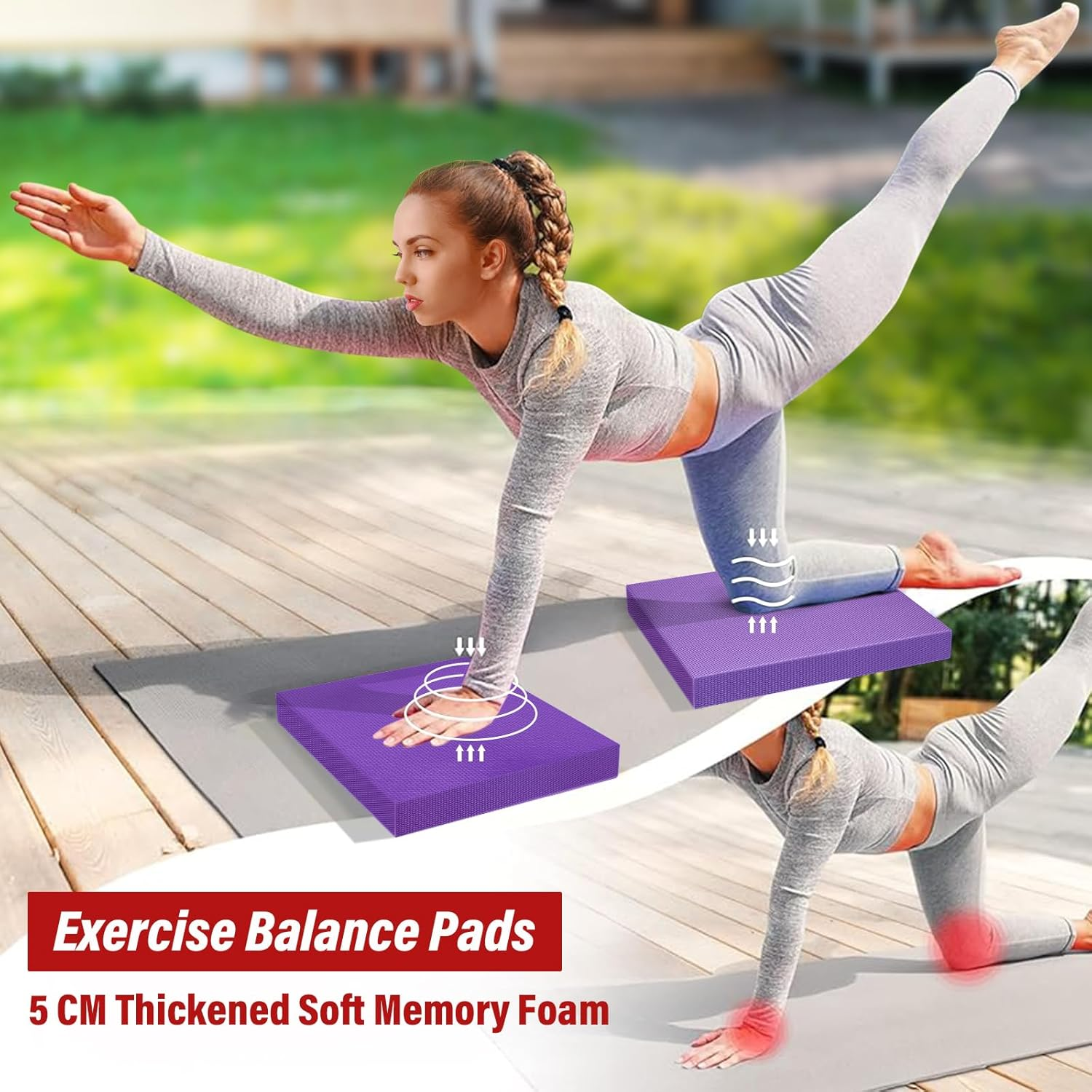 Balance Pad, Stability Trainer Pad,Exercise Mat for Workout,Non-Slip & Water-Resistant,Ultra-Soft TPE Foam Knee Cushion for Balance Training, Fitness, Physical Therapy,Yoga - Purple image number 3