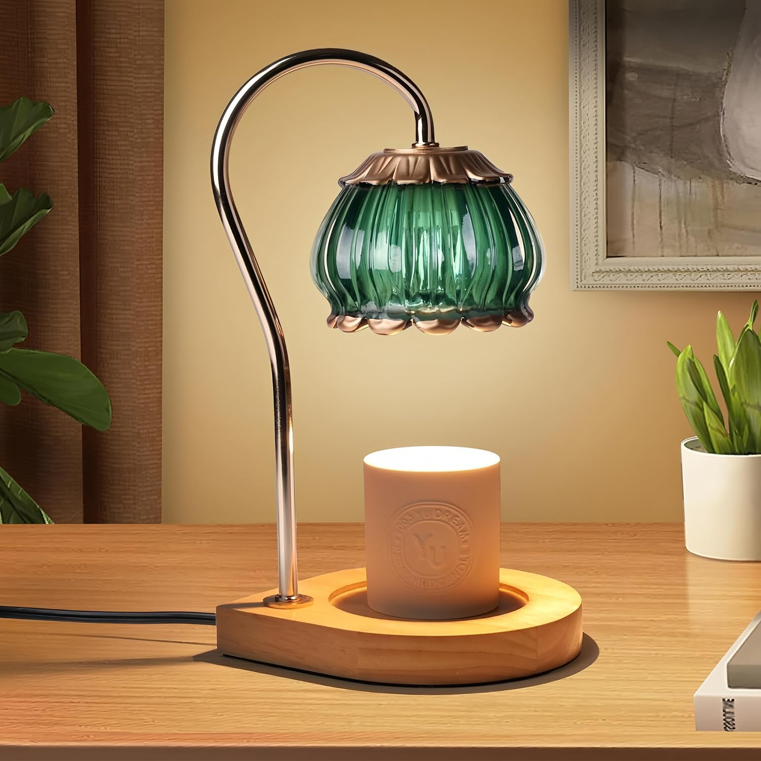 Candle Warmer Lamp with Timer Dimmer,Heat Adjustable,Wax Melt Warmer with 2 Bulbs,Home Decor beside Lamp Gifts for Jar Candles,Scented Candles,Home Decoration