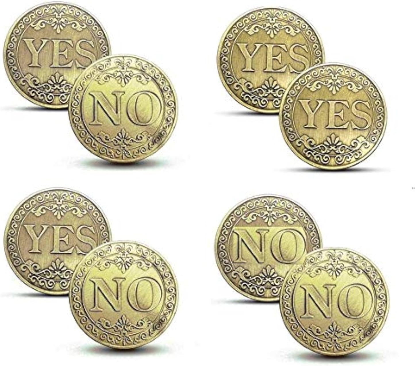 Never Lose! (4 PCS) Yes No Coins Flipping Challenge Coin, Souvenir Commemorative Coins Collection, Double-Yes / Double-No / Normal YES or NO image number 2