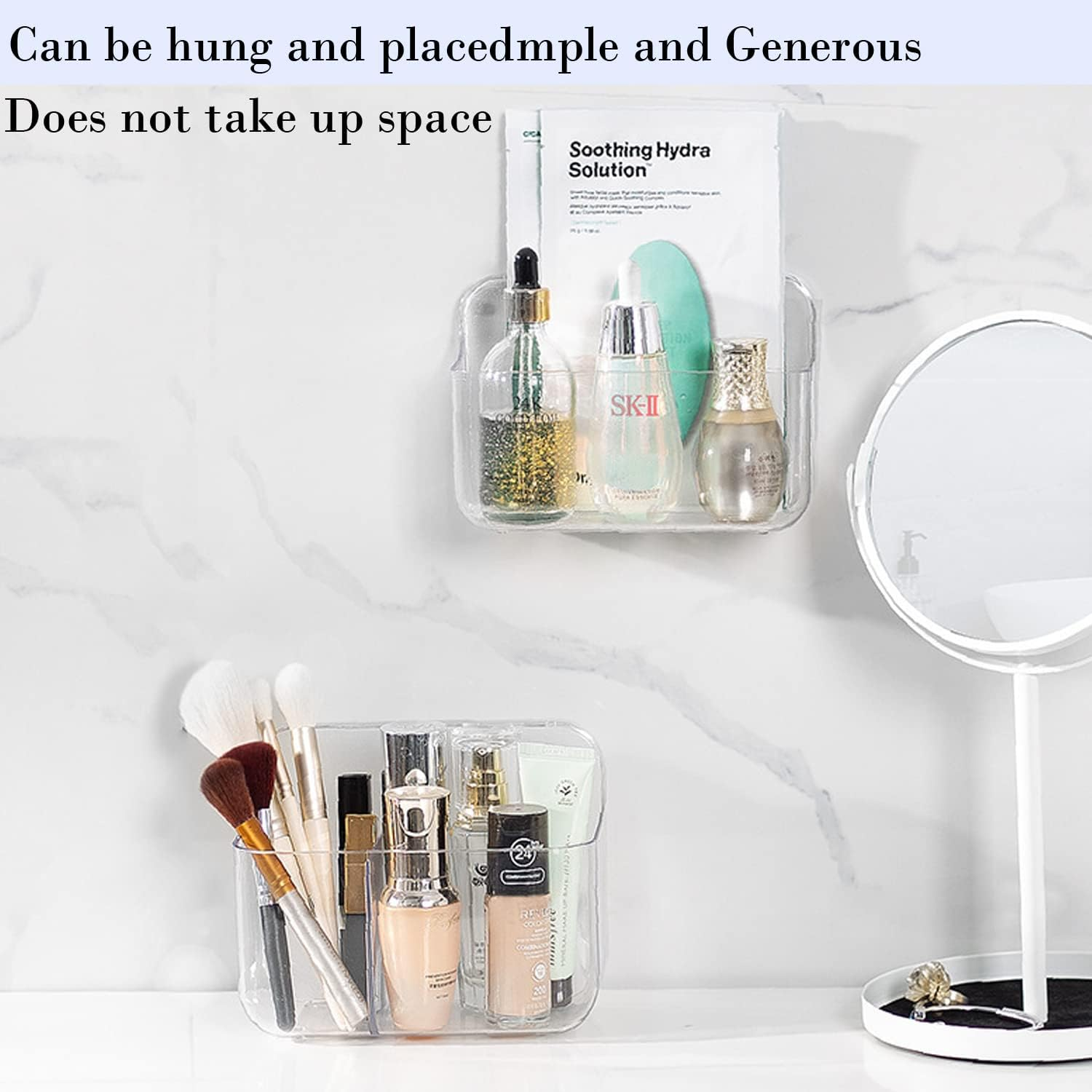 Acrylic Adhesive Wall Mounted Bathroom Organiser, Shower Caddy without Drilling, Automatic Draining Sink Caddy for Kitchen, Bathroom, Laundry, Camper, Utility Room, Shower Organiser, Shelves image number 1