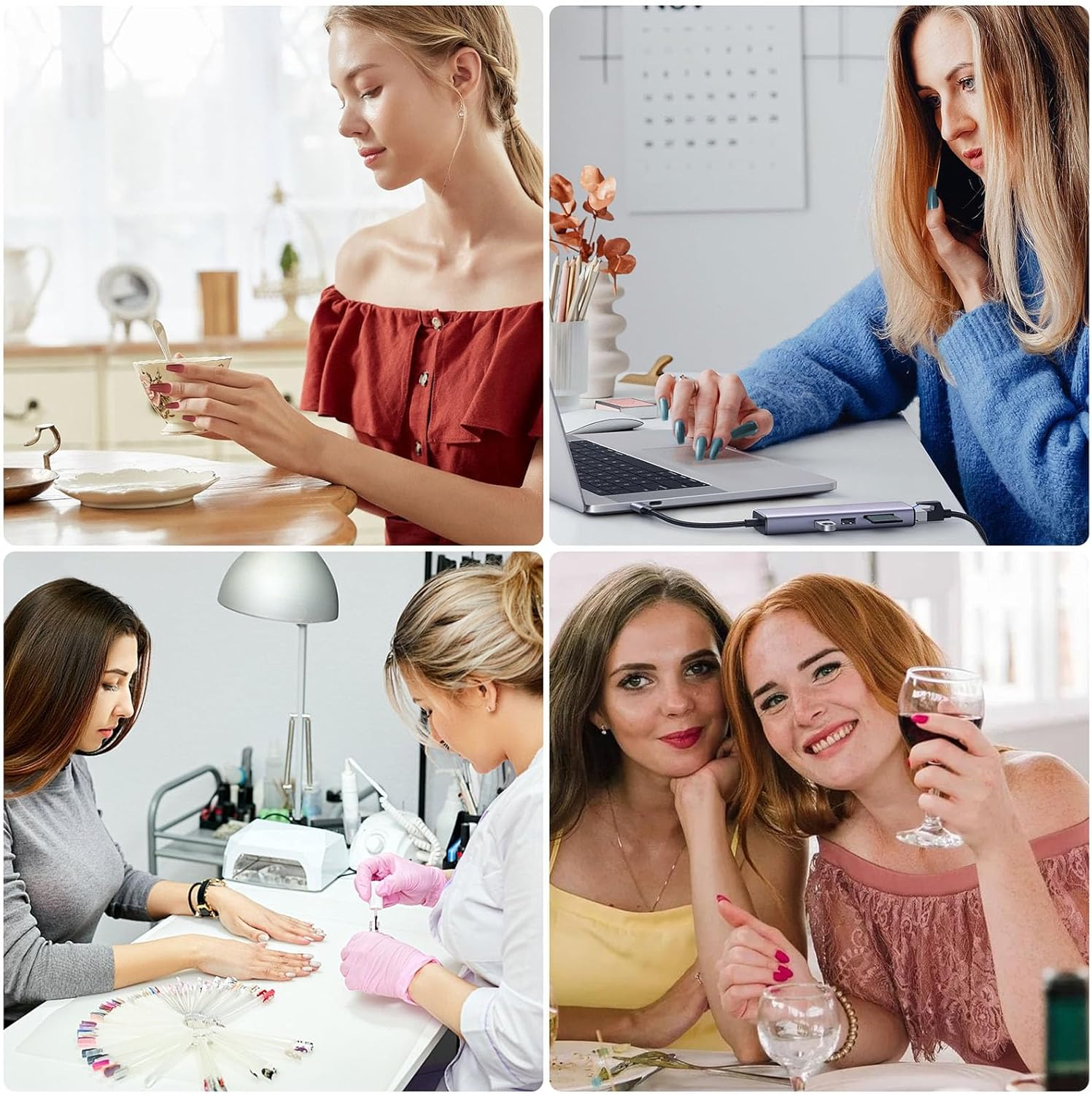 YAKESD 576Pcs Long Press on Nails, 24 Colors Full Cover Coffin Fake Nails, Artificial Nail Stick on Nail for Women Manicure image number 4