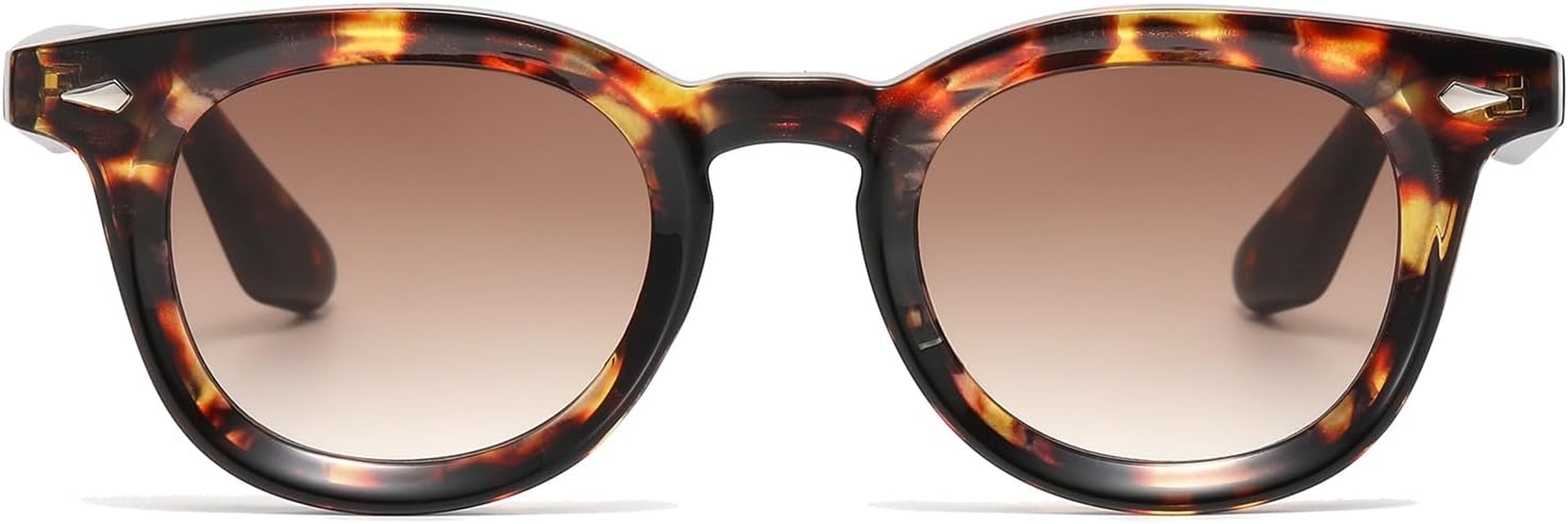 LJCZKA Retro round Sunglasses for Men Women Small Vintage round Sunglasses Classic Circular Shades with UV400 Protection - Gradient Brown, Hawksbill 1 image number 5