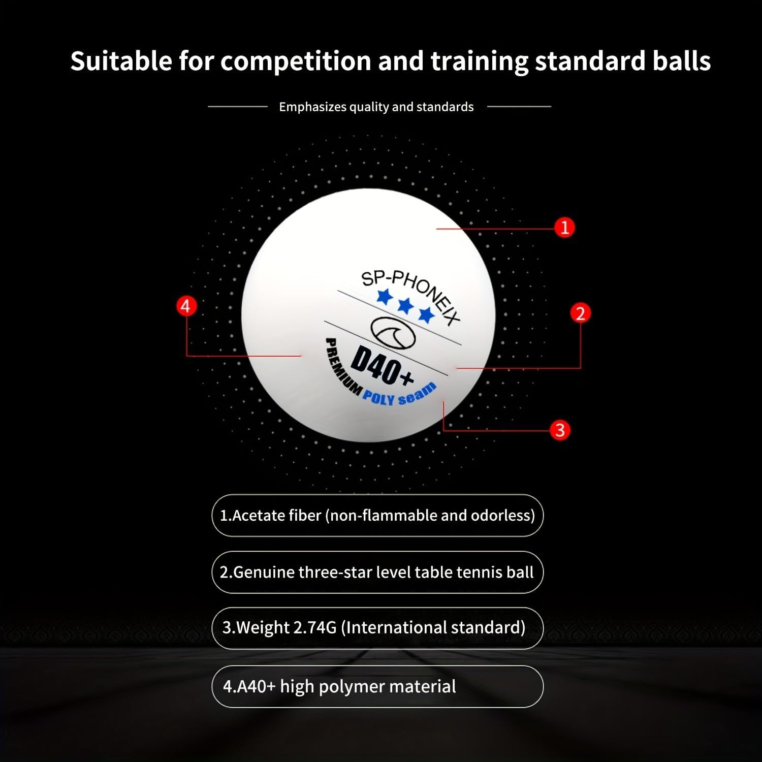 SPP 3 Star 100 PCS Table Tennis Balls Professional Pingpong Ball Training Ball 40+ Ping Pong Balls for Competition image number 6