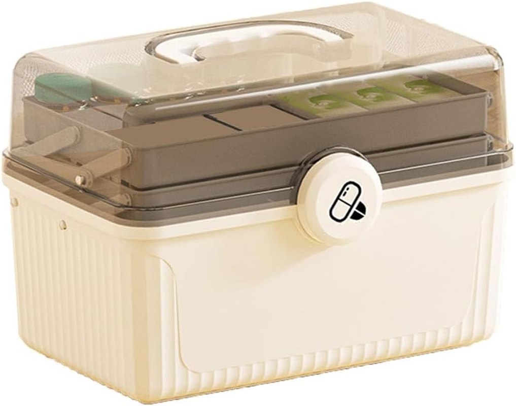 3-Layers Medicine Storage Box with Handle, Multi-Layer Storage Box, Portable Clear Medicine Container, Medicine Case Organizer, Storage Organizer for Bedroom Bathroom Office ﻿ image number 1