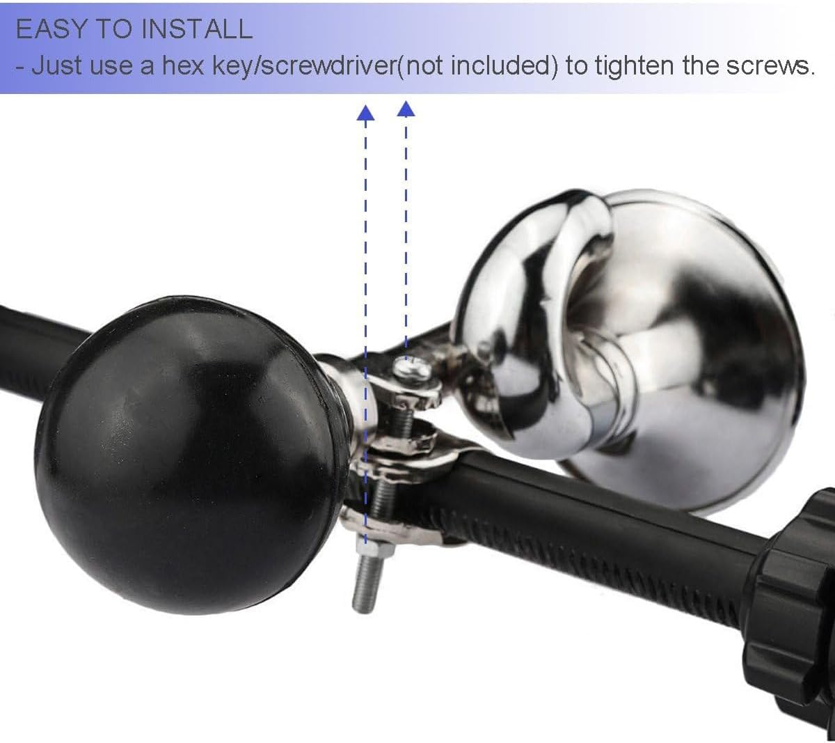 AIMALL Classical Bicycle Iron Air Horn - 6.88 Inch Length with 3.18 Inch Diameter, Weather-Resistant Stainless Steel, Easy Installation image number 5