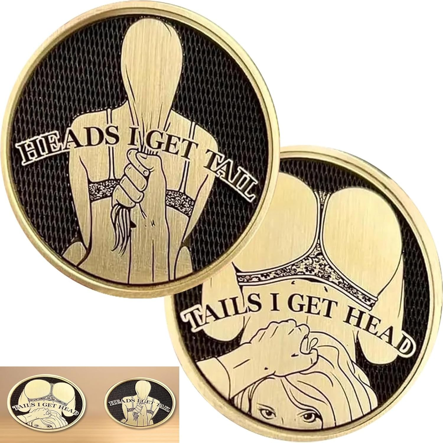 Funny Heads and Tails Coins, Heads I Get Tail - Tails I Get Head Double Side Adult Sexy Coin - Adult'S Challenge Coins,Challenge Coin,Funny Prank for Men Women Date Night Ideas,Commemorative Coins image number 1