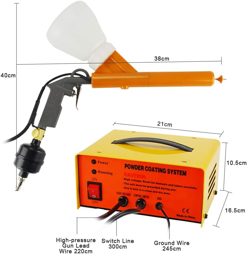 Powder Coating Gun,Portable Powder Coating System,Electrostatic Spray Machine Set,Foot Switch,Power Source,3 Nozzles and 2 Powder Cups,30-50Kv image number 6
