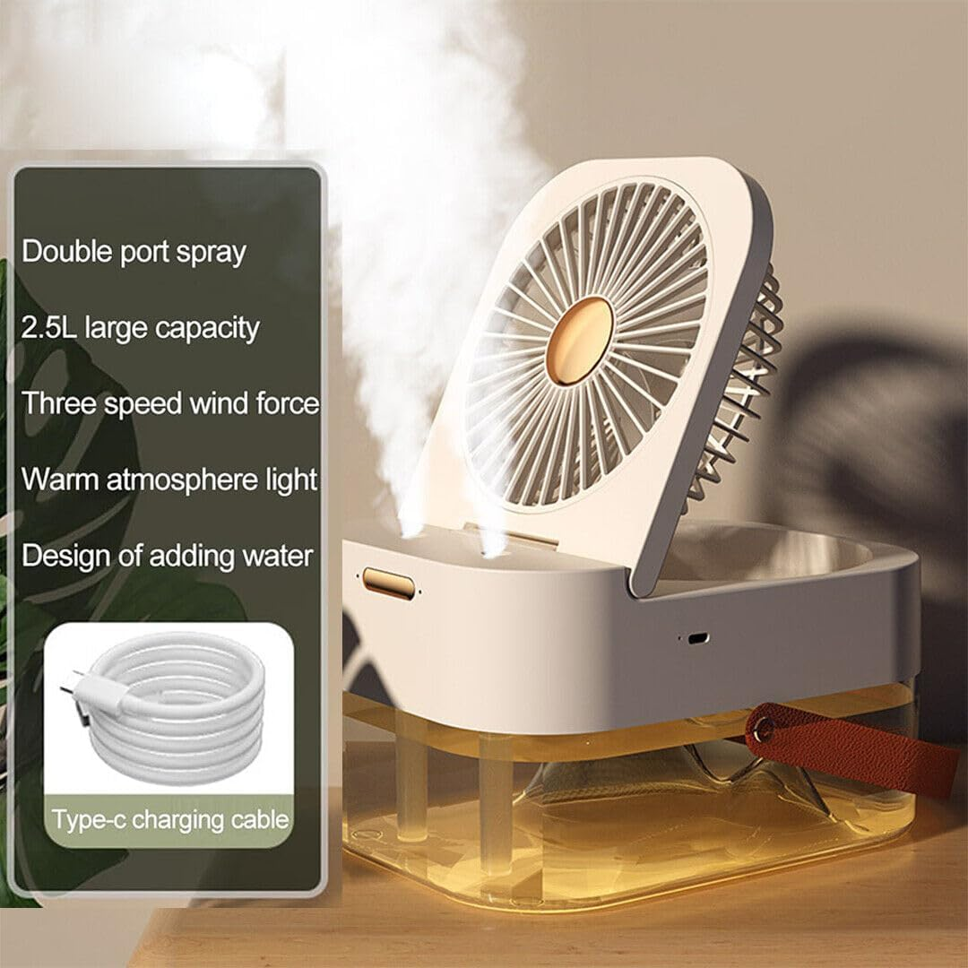 Ideer Life Mist Fan Portable Mini Personal Evaporative Air Cooler Rechargeable (White) - White image number 2