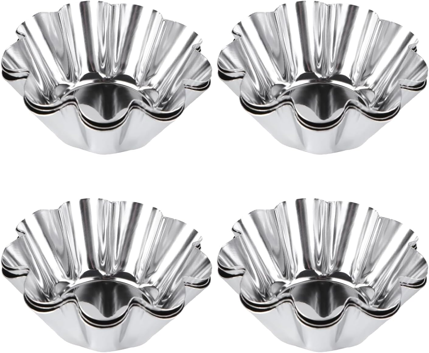 Lyfengdeam 12 Pcs Egg Tart - Aluminum Lined Mould Tin Baking Tool Cupcake Cake Cookie Molds Baking Cups Stainless Steel Tart Pans Mini Tart Mold Aluminum Molds for Baking Cookie (Bigger) image number 6