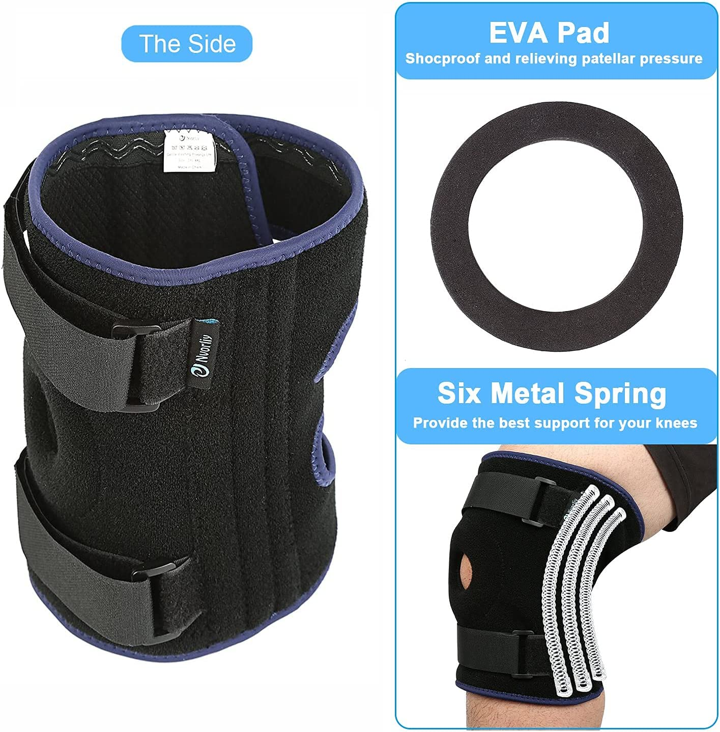 (5XL/6XL) - Nvorliy plus Size Knee Brace 5XL 6XL Extra Large Open-Patella Stabiliser Breathable Neoprene Support for Arthritis, Acl, Running, Pain Relief, Meniscus Tear, Post-Surgery Recovery, Fit Men and Women image number 1
