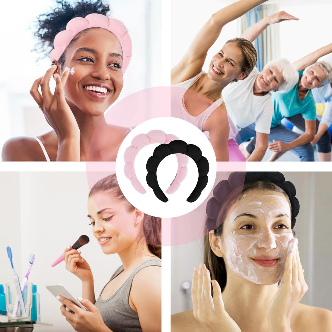 BEPSYOM Soft Material Make-Up Headband Made of Sponge and Terry Cloth, Soft and Comfortable, Absorbent Sponge Lining for Better Face Washing Experience