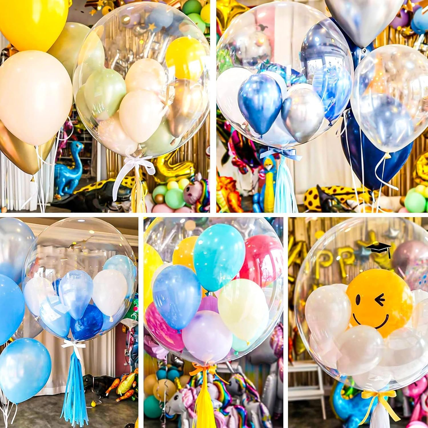 25Pcs 24Inch Bobo Balloons Middle Large Crystal Clear Transparent Bubble Balloon for Christmas Wedding Birthday Baby Shower Valentine'S Day Party Decoration image number 2