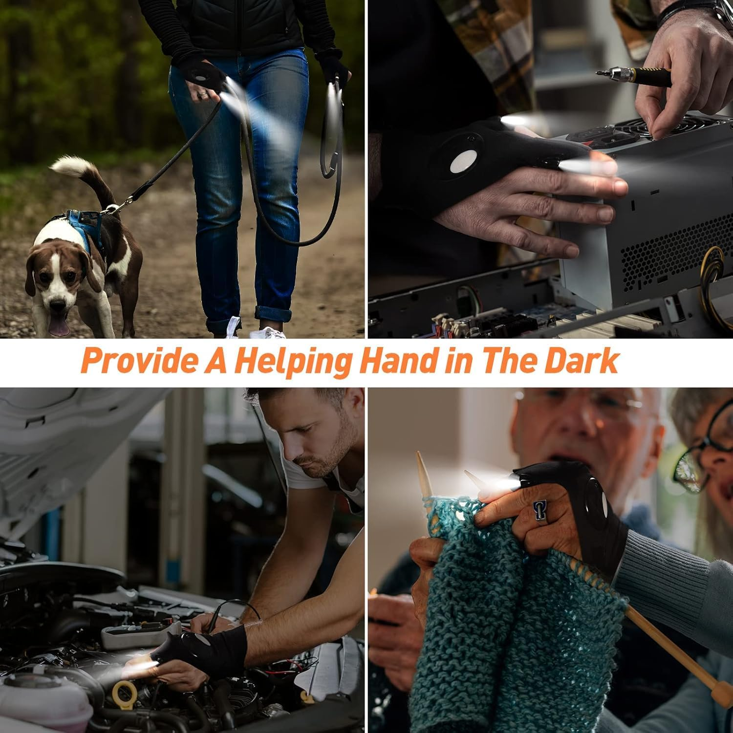 Xkimos Rechargeable LED Flashlight Gloves, USB Hands Free Lights Gloves, Cool Gadgets for Men,Adjustable Waterproof Gloves with Lightsfor Fishing, Camping,Perfect for Christmas, Birthday & Father'S image number 6