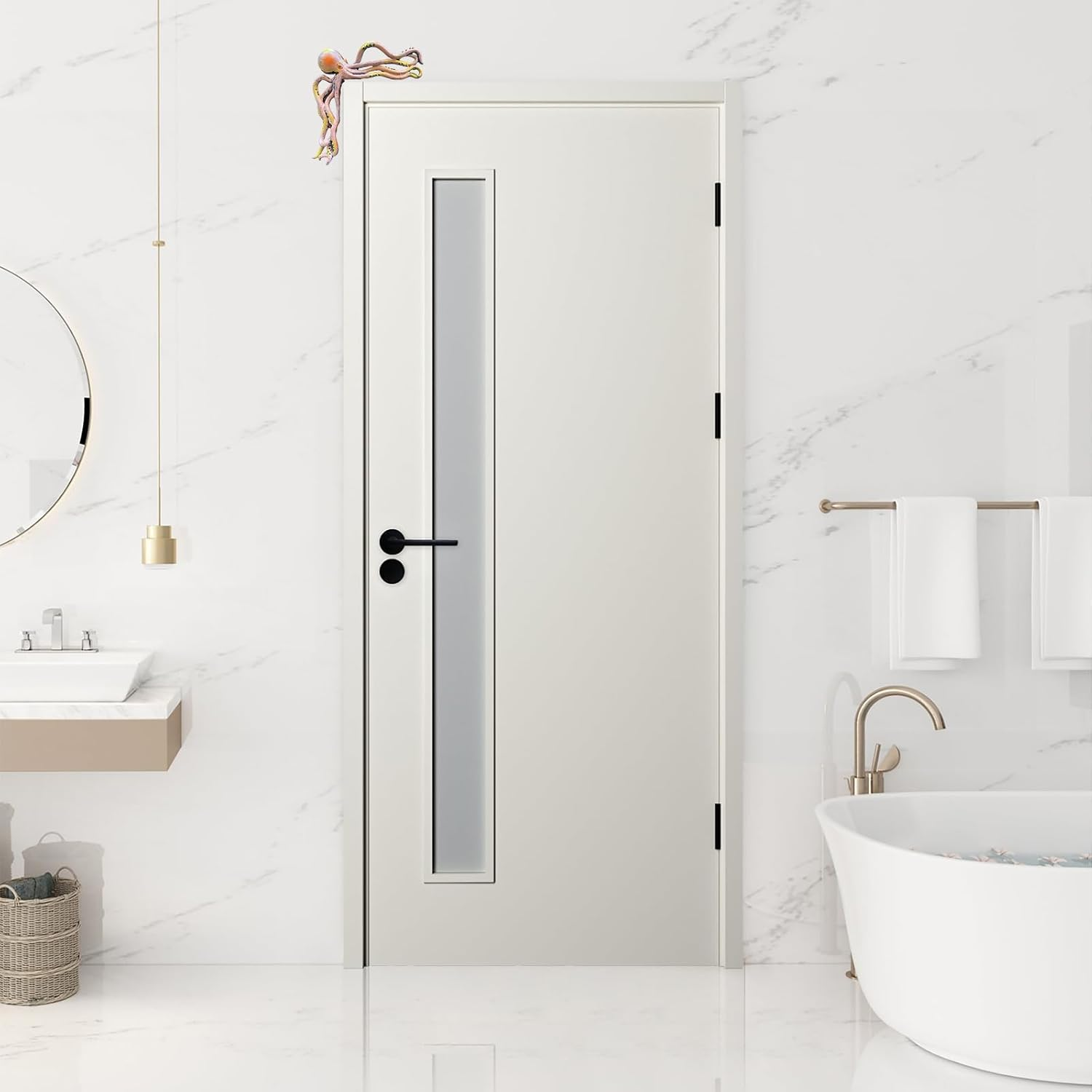 Cute Octopus Statue Door Sitter, 5.9 Inch Resin Sea Monster Figurines Wall Sculpture Coastal Beach Home Decor for Lake House Bar Bathroom Ocean Ornaments image number 3