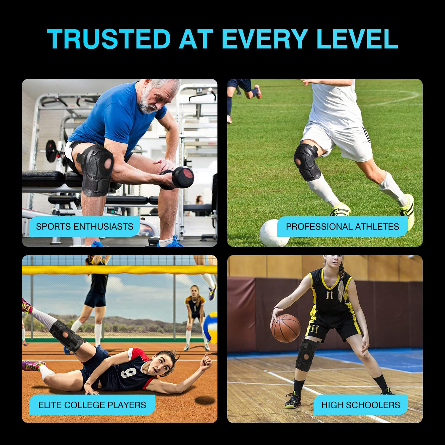 JOLAYSO Hinged Knee Brace with Side Stabilizers & Removable Metal Hinges for ACL, MCL, Meniscus Tear, Arthritis, Tendon Pain Relief & Recovery Support for Running - Men & Women (Adjustable for Small/Medium/Large) image number 1