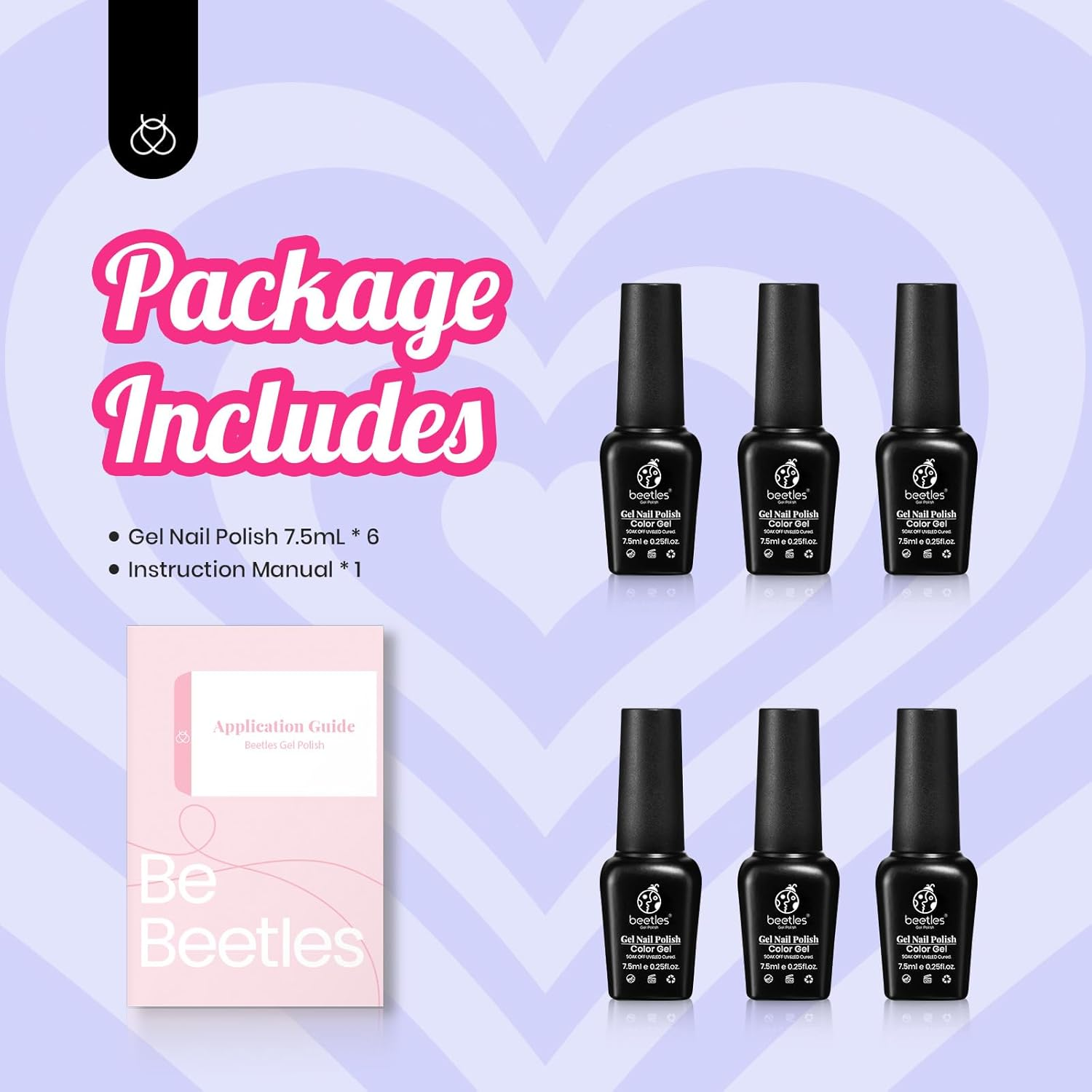 Beetles Gel Nail Polish Set - 6 Colors Pink Rose Red Spring Summer Nail Gel Kit Sweetheart Candies Collection Pink Glitter Valentine'S Day Nails for Women Girlfriend Soak off U V LED Gel Manicure Kit image number 3