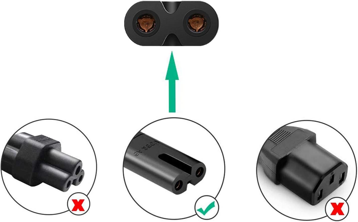 Figure 8 Power Cord, F8 TV Power Cord, IEC-C7 Appliance Power Cable, Fit Well with TV, Monitor, Camera, Radio, Shaver, Radio, Tablet, PS3, PS4 and Devices with F8 Jacks(1.2M/3.9Ft) image number 4