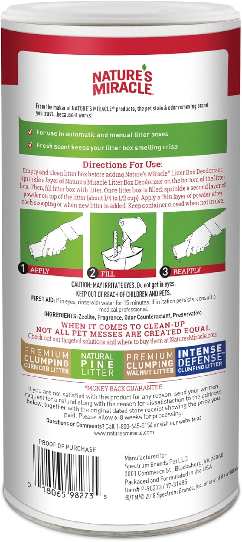 Nature'S Miracle Litter Box Deodorizer, 567G, Litter Deodorizing Powder, Cat Odor Control Formula