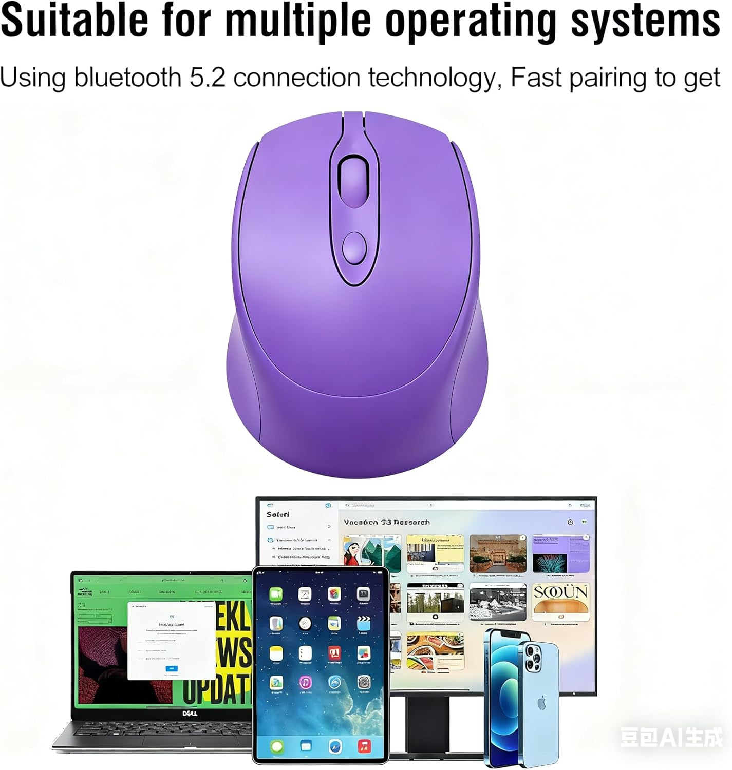 Bluetooth Mouse,Rechargeable Wireless Mouse for Laptop/Ipad/Macbook Pro/Air, Silent Mouse Portable Slim for Surface Pro/Pc/Lenovo/Samsung Tablet - Cyan image number 2