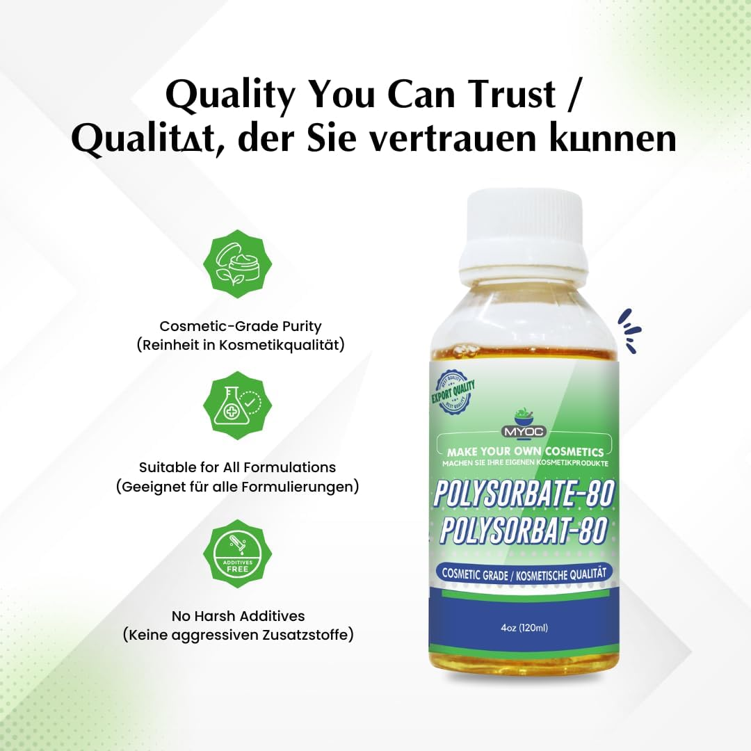 MYOC Polysorbate 80 Liquid (TWEEN 80) - |No Adulterants, Cosmetic Grade Cgmp Quality| Used as Emulsifiers, Excipient, Surfactants, Lotion Crafter (120 Ml) image number 5