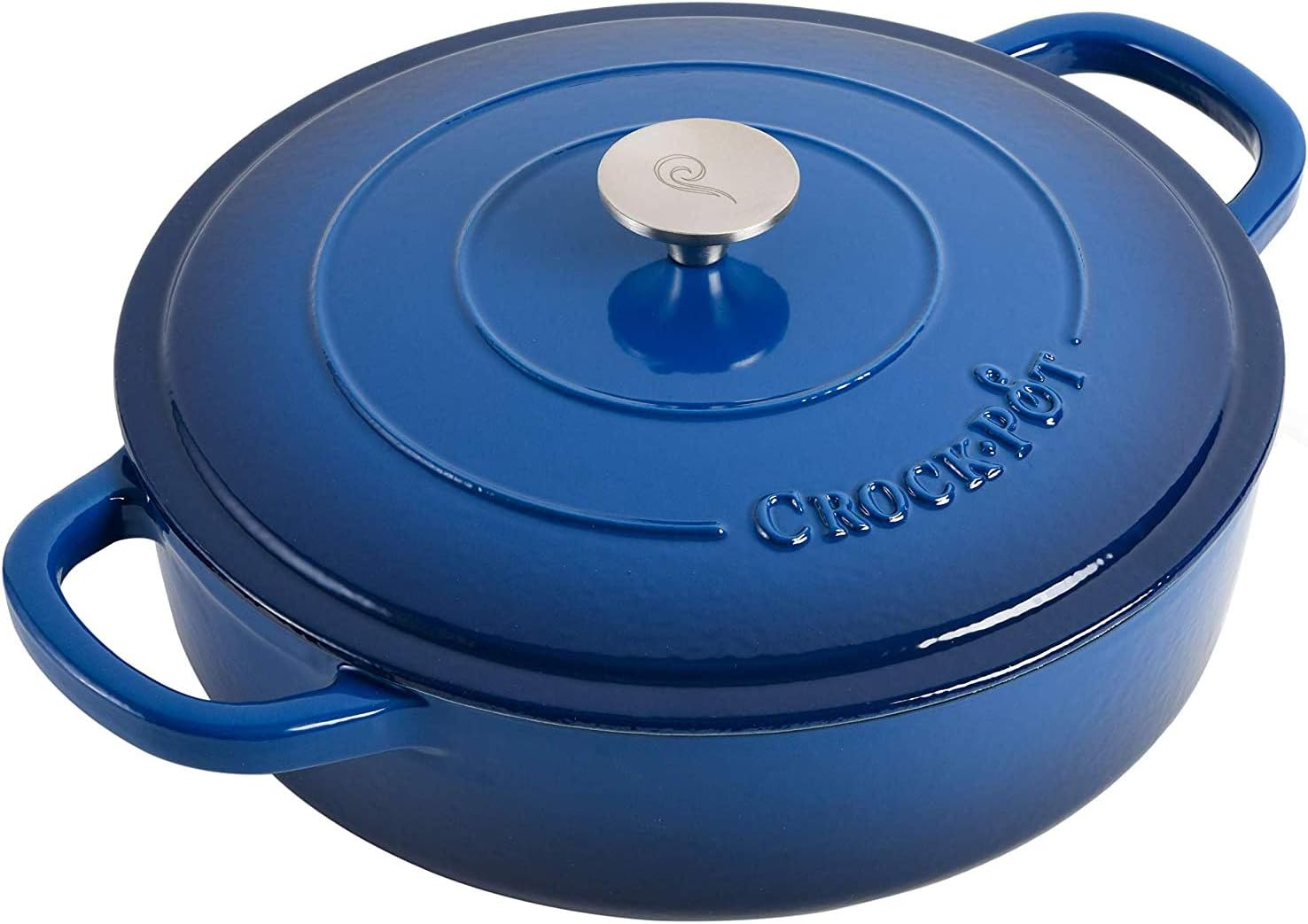 Crock-Pot Crock Pot Artisan Enameled Cast Iron Braiser W/Lid, 5 Quart, Sapphire Blue
