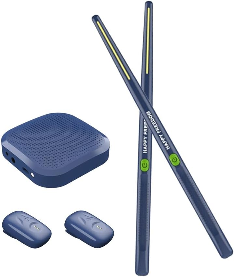 Daseeme Electronic Drumsticks a Drum Stick with 2 Foot Pedals 16D Speaker DSP Level Sound Card Low Delay Portable Electric Rhythm Drum Sticks for Beginners Adults Professional Drummer Student