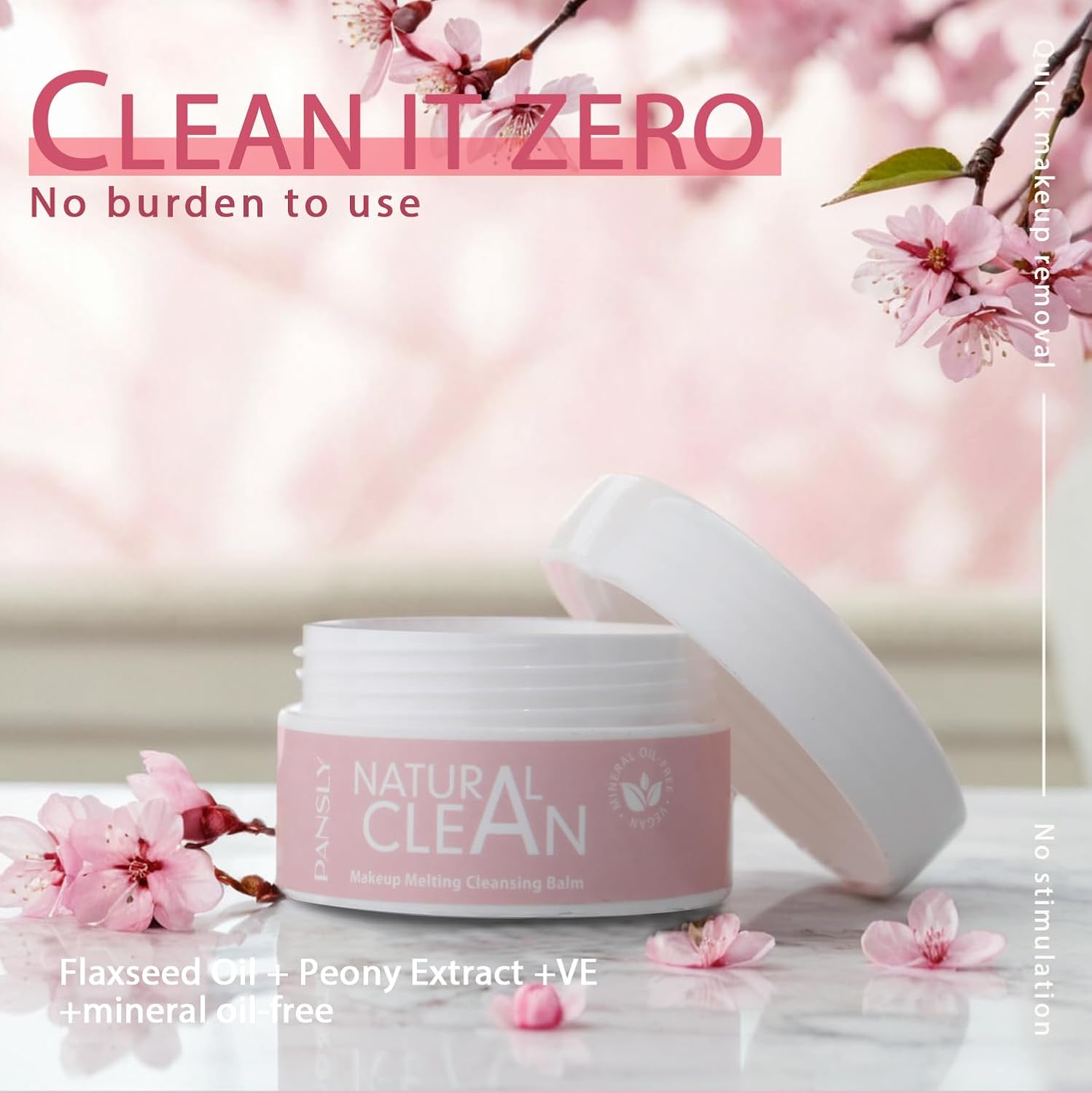 Natural Clean Makeup Melting Cleansing Balm, Flaxseed Oil and Peony Extract, Mineral Oil Free image number 1