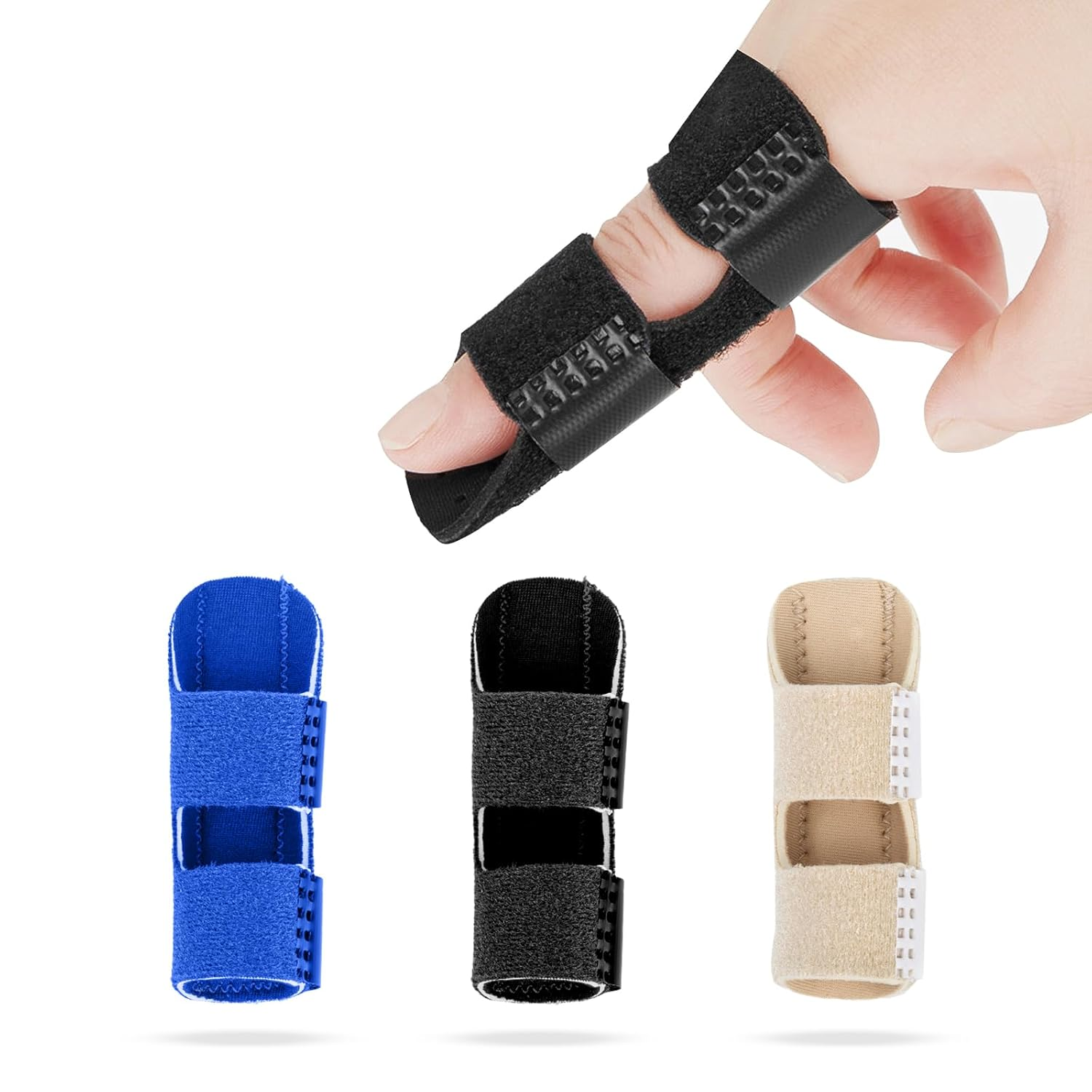 3 Pcs Finger Splints, Adjustable Trigger Finger Splint Breathable Finger Straightener for Bent Fingers Mallet Finger Splint for Broken Pinky Little Middle Thumb Finger image number 3