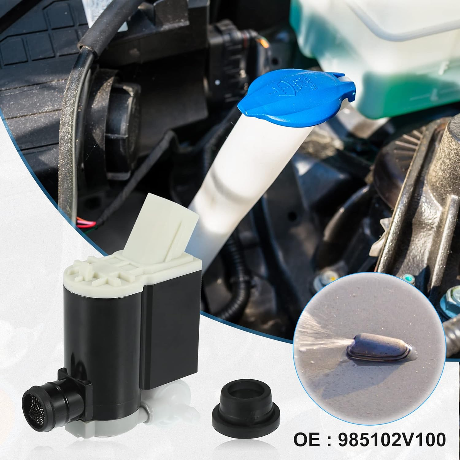 ACROPIX Windshield Washer Motor Pump Fit for Hyundai Veloster Entourage - Pack of 1 Pcs Black image number 2