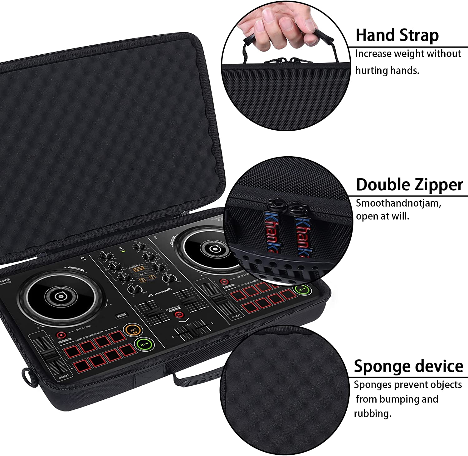 Khanka Hard Travel Case Replacement for Pioneer PRO DJ (DDJ-200) Pioneer Smart DJ Controller image number 6
