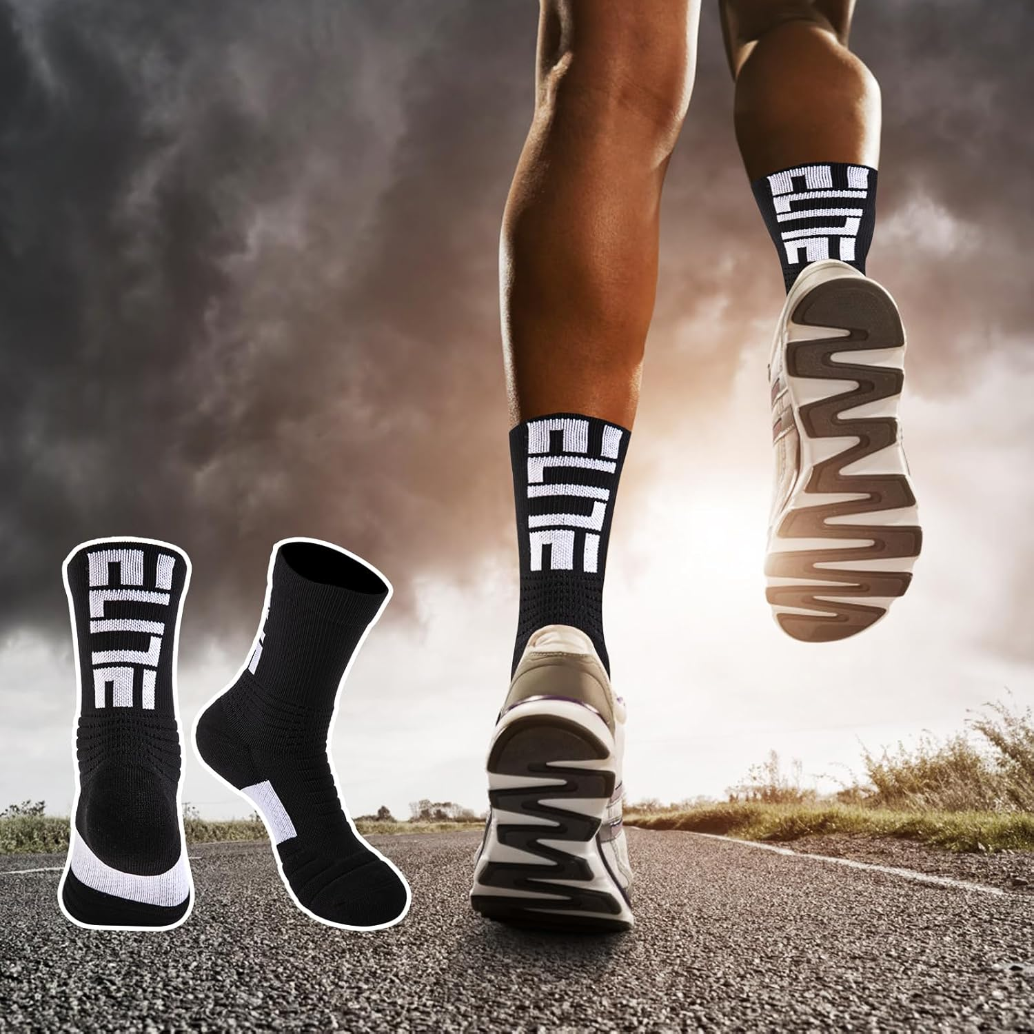 5 Pairs Cushion Crew Socks Elite Athletic Socks for Men Women for Basketball, Running, Sports, Walking, Working, Cycling, Hiking, Football image number 4
