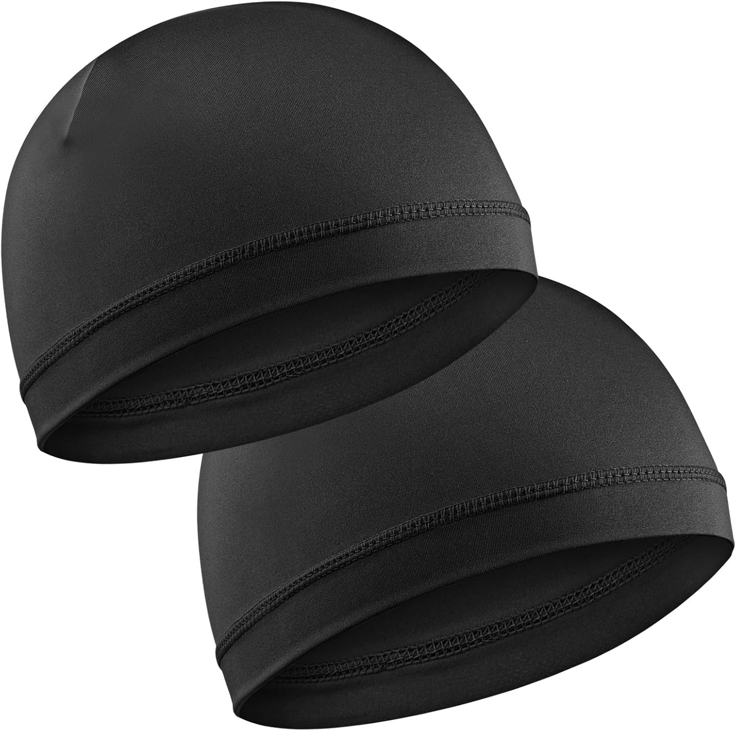 2 Pcs Silk Wave Cap Men Silky Elastic Band Durags Unisex Adults Women Satin Silk Hair Bonnet for Sleep Soft Breathable Satin Durag Fit Running Hiking Racing Motorcycle Riding 9.84 &times; 6.30 Inches Black image number 2