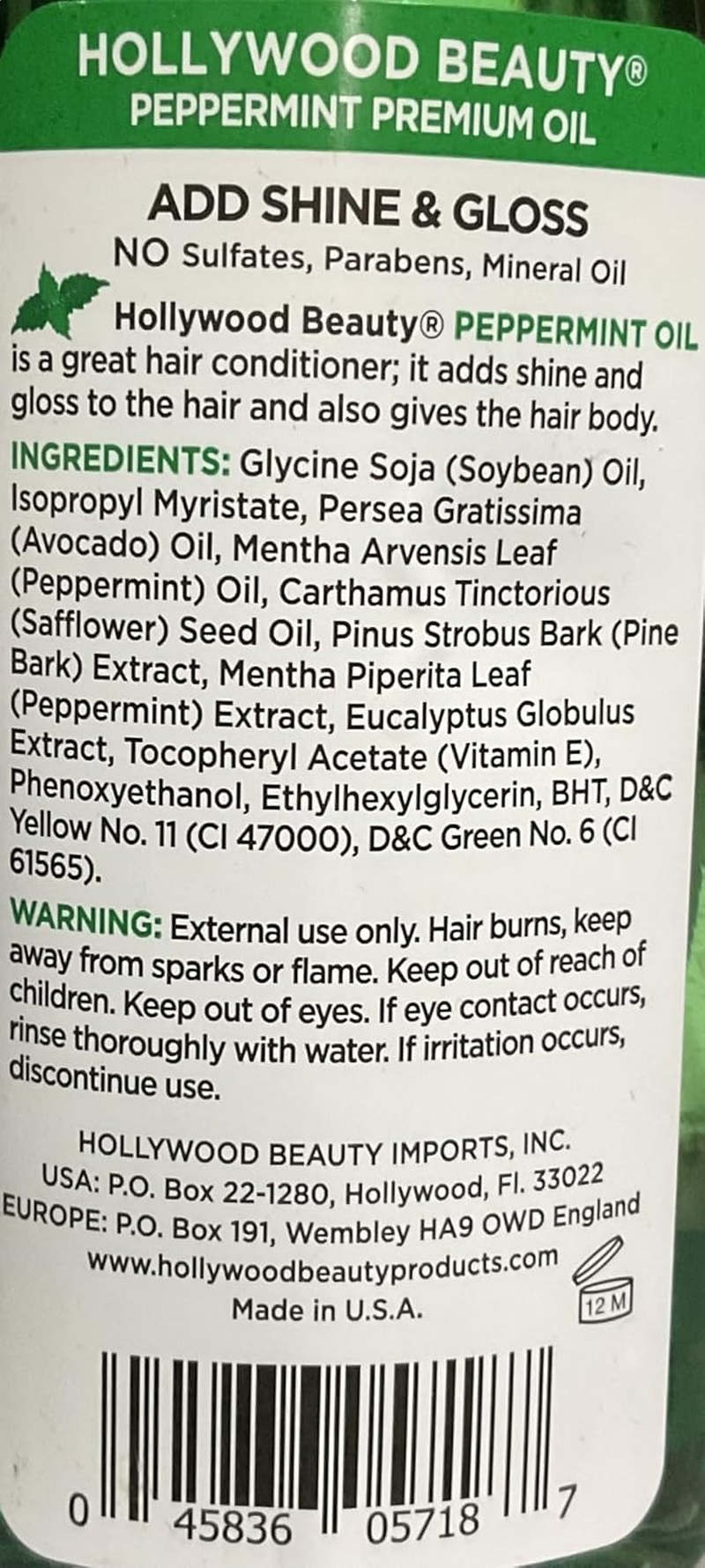 Hollywood Beauty Peppermint Oil, 8 Ounce image number 1